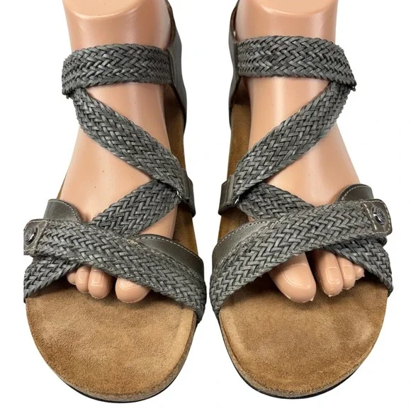 Taos Trulie Sandals Womens 10-10.5 EU 41 Dark Grey Leather Arch Support Cork - Picture 2 of 8